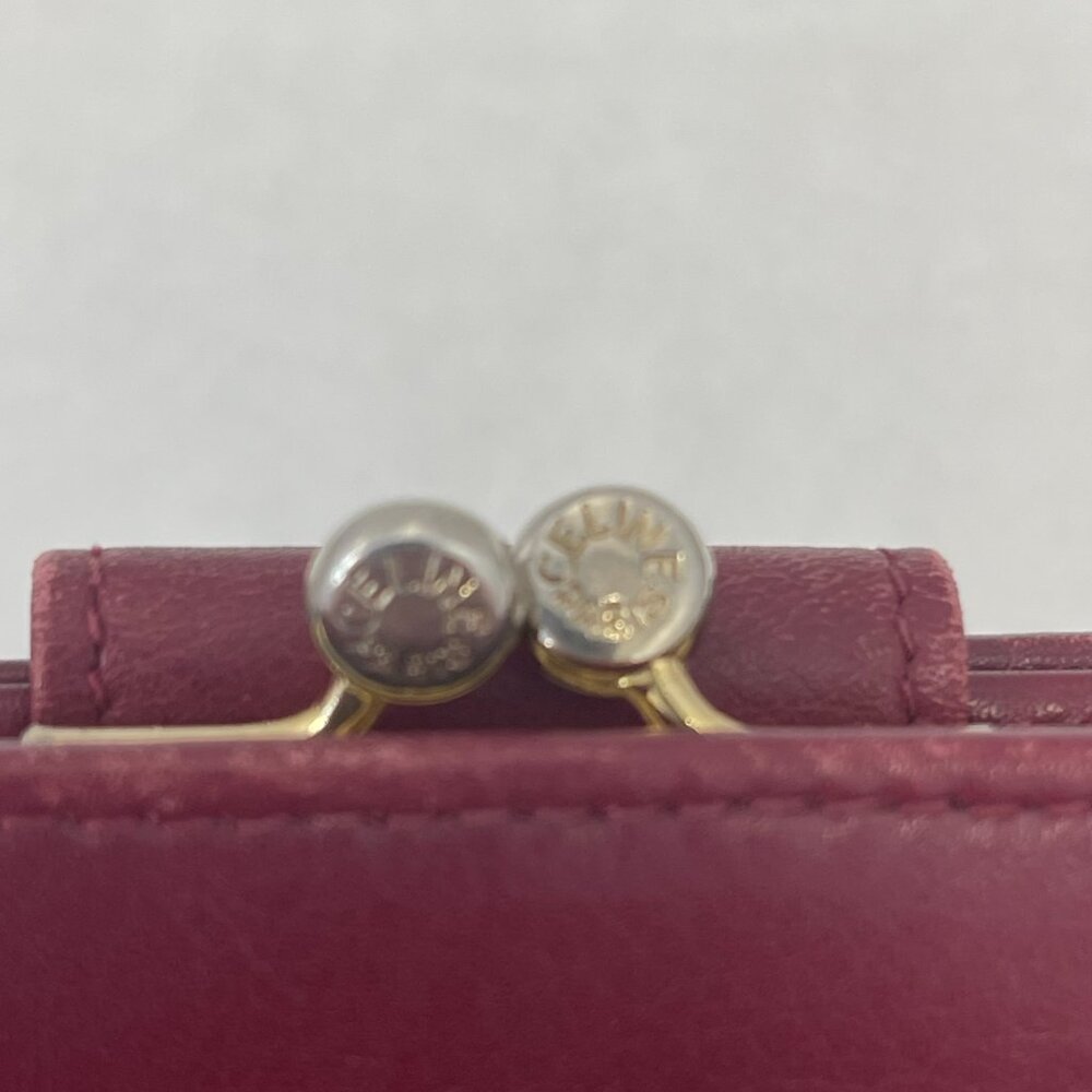 Celine Vintage Bordeaux Compact Wallet w/ Kisslock Coin Compartment - Preowned - Picture 7 of 14
